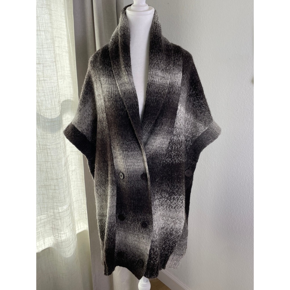 BCBGMAXAZRIA Cardigan Vest Womens S Brown Very Good Wool Alpaca Ombre Shawl